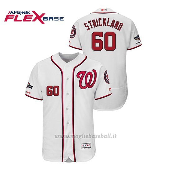 Maglia Baseball Uomo Washington Nationals 60 Hunter Strickland 2019 Postseason Flex Base Bianco